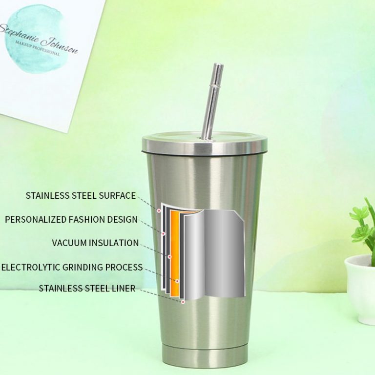 Stainless Steel Double Insulation Cup 600ml Vacuum Straw Cup With Lid ...