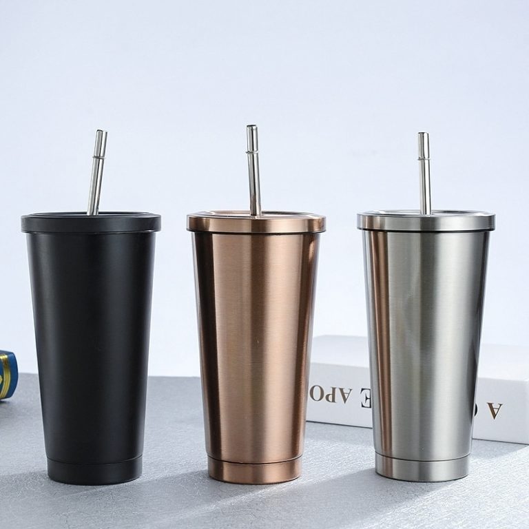 Stainless Steel Double Insulation Cup 600ml Vacuum Straw Cup With Lid ...